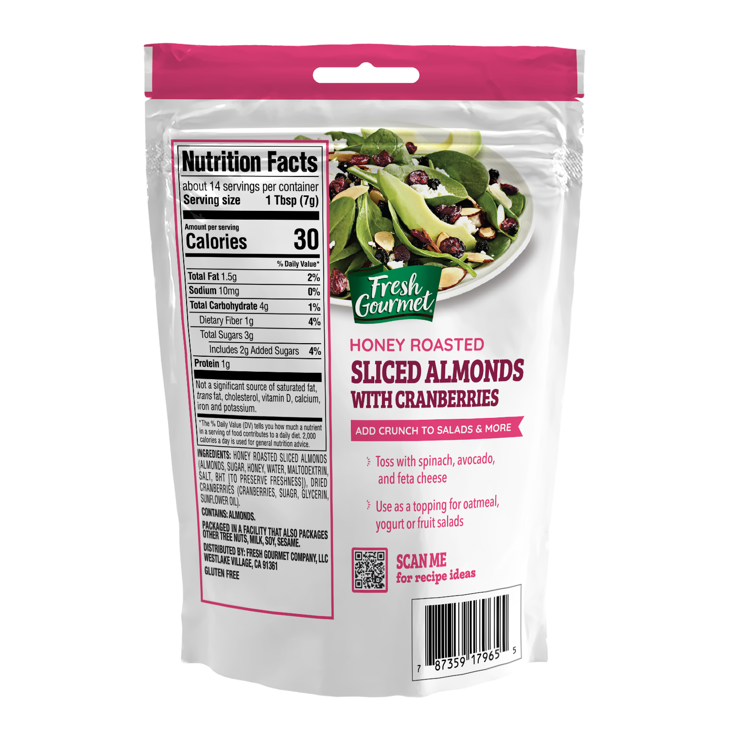 Cranberry Honey Roasted Sliced Almonds - Fresh Gourmet Company
